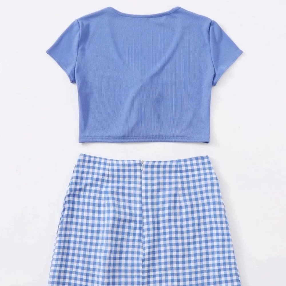 Tie Front Top & Gingham skirt